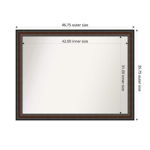 Amanti Art Cyprus Walnut 46.75 in. x 35.75 in. Custom Non-Beveled Wood Framed Bathroom Vantiy Wall Mirror