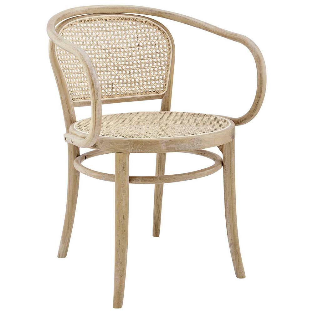 Gray Low Wood and Cane Arm Chair