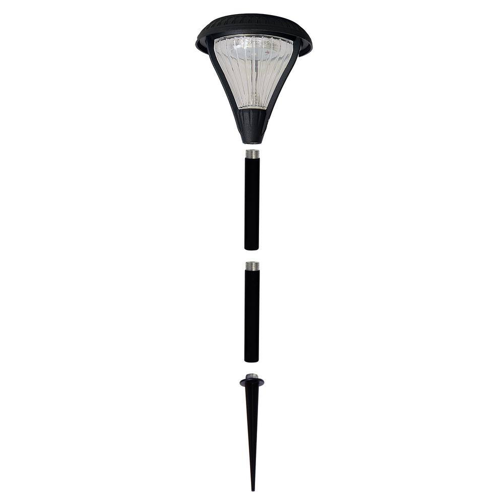 Premier Black Aluminum Solar LED Pathway Lights with Dual Color, Set of 2