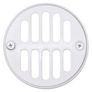 Round Brass Shower Strainer Grid Drain Cover with Crown Ring, Powder Coat White
