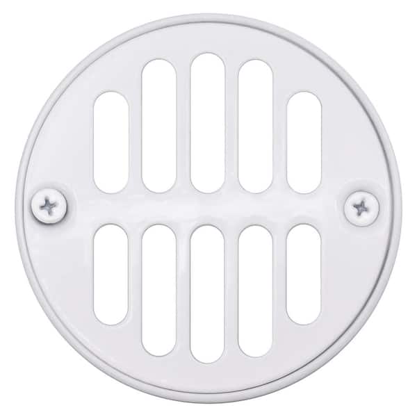 Westbrass Round Brass Shower Strainer Grid Drain Cover with Crown Ring, Powder Coat White