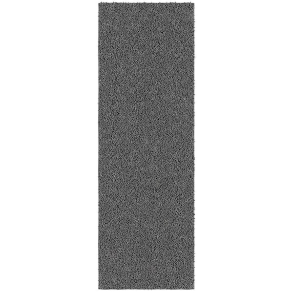 Luxury Collection Non-Slip Rubberback Solid Soft Gray 2 ft. x 6 ft. Indoor Runner Rug