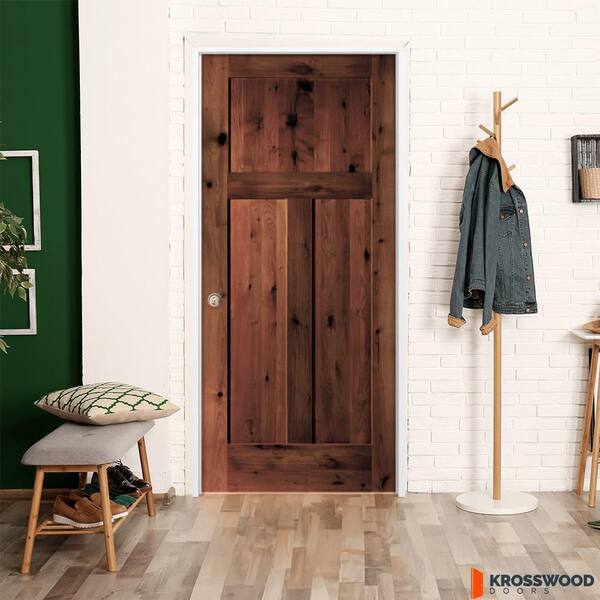 Krosswood Doors 32in.x80in. RightHand Alder 3Panel Red Mahogany