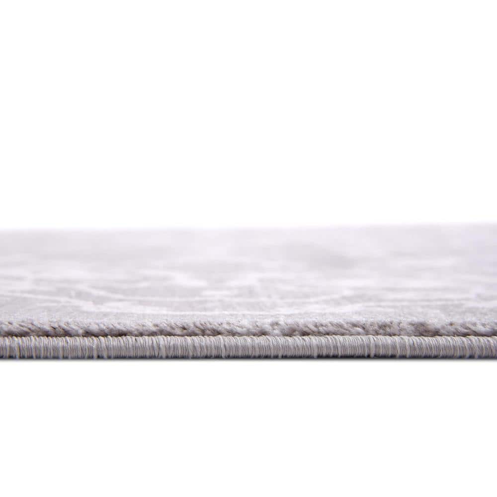 Elegance Unveiled Gray Square Synthetic Abstract Rug