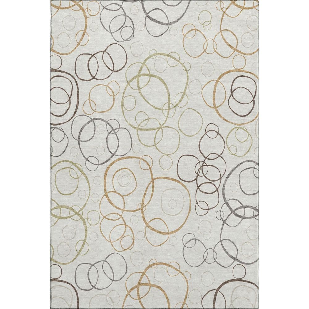 Mayfield Premium Machine Washable Abstract AMF2408 Ivory 3 ft. x 5 ft. Area Rug price history on PriceWatchPro