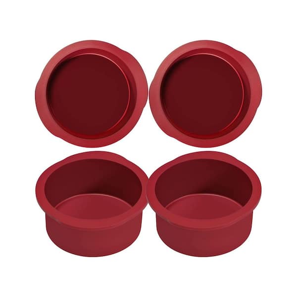 4 Piece Silicone Round Cake Pan Set Non-Stick Flexible BPA Free Baking Molds for Layer Mini Cheese Cake Pizza