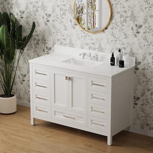 48.38 in. W x 22.2 in. D x 36.57 in. H Freestanding Bath Vanity in White with White Engineered stone Top