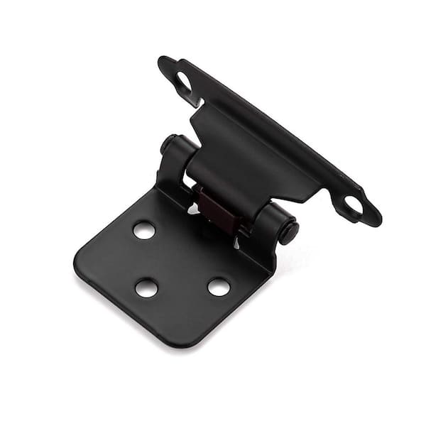 50-Pack (25 Pairs) 1/2 in. Overlay Self-Closing Kitchen Cabinet Hinges with Door Bumpers and Screws, Black