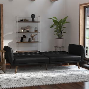 Brittany Black Faux Leather Convertible Futon