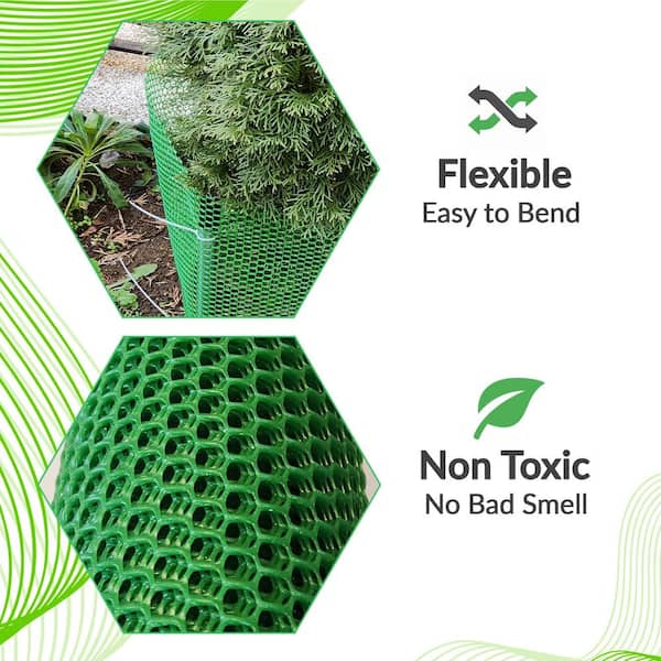 Angel Sar 15.7 in. x 10 ft. Plastic Chicken Wire Fence Mesh, Hexagonal Fencing Poultry Netting for Coop Farm Garden Green