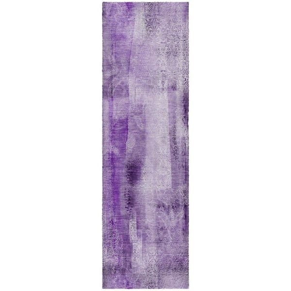 Dream Shag Premium Machine Washable Abstract ADS537 Purple 2 ft. x 7 ft. Runner Rug