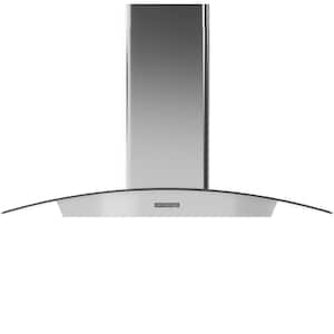 Brisas 36 in. 600 CFM Curved Glass Chimney Wall Mount Range Hood with LED Lights in Stainless Steel