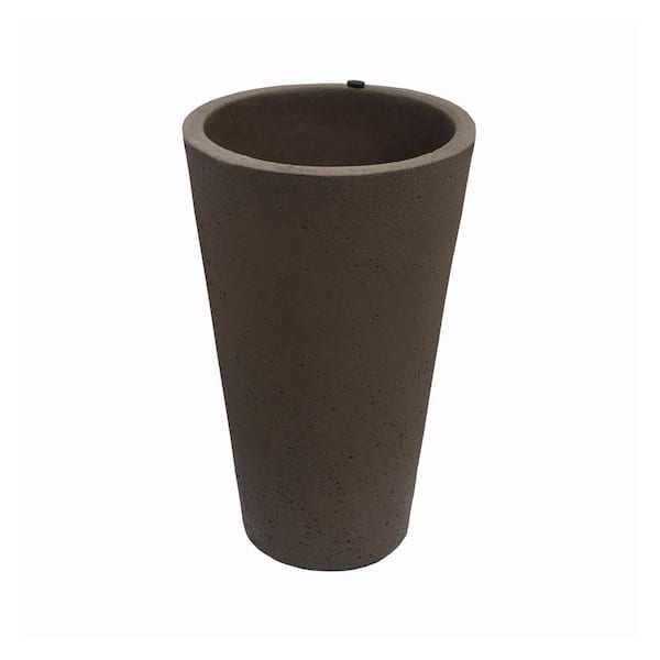 25 in. Tall Crete Plastic Planter, Brownstone