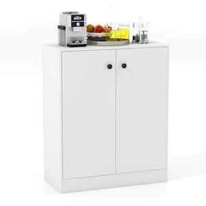 2-Door White Storage Cabinet Buffet Cabinet with 3 Shelves Sideboard for Kitchen Hallway