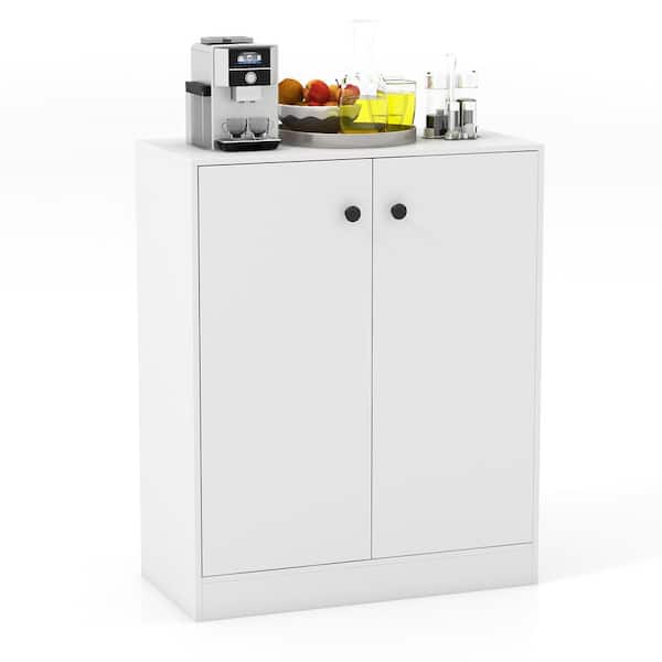 Costway 2-Door White Storage Cabinet Buffet Cabinet with 3 Shelves Sideboard for Kitchen Hallway