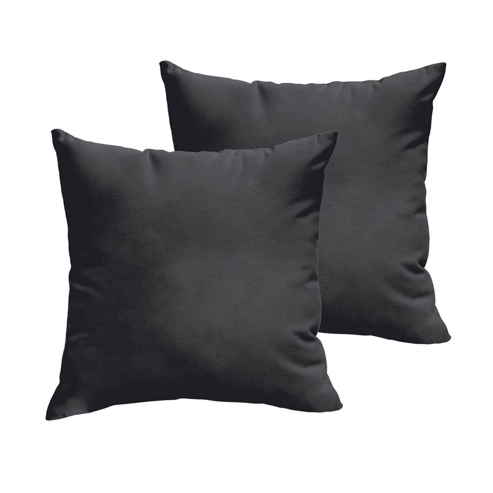 Black Outdoor Knife Edge Throw Pillows (2-Pack)