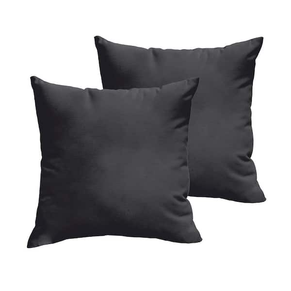 SORRA HOME Black Outdoor Knife Edge Throw Pillows (2-Pack)