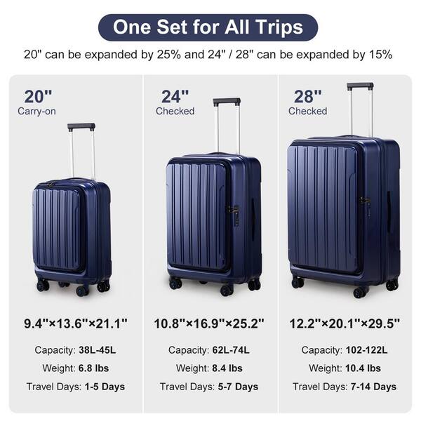 thumbnail image 2 of 3-Piece Lightweight Suitcase Set With TSA Lock - 20/24/28 Inch Expandable Luggage 2 of 13