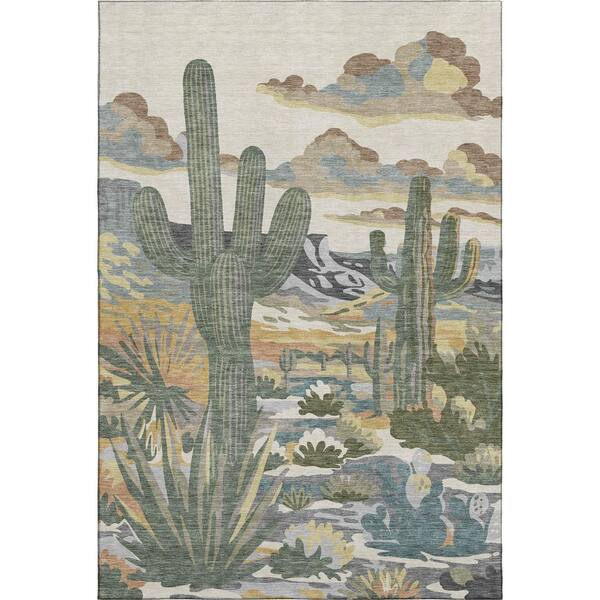 Mayfield Premium Machine Washable Abstract AMF2496 Beige 10 ft. x 14 ft. Area Rug