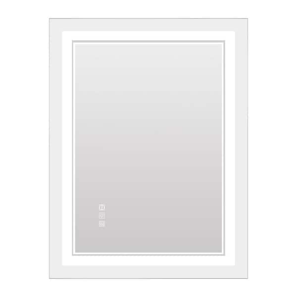 Unbranded 23.62 in. W x 47.24 in. H Rectangular Aluminum Framed LED Wall Mount Anti-Fog Modern Decorative Bathroom Vanity Mirror