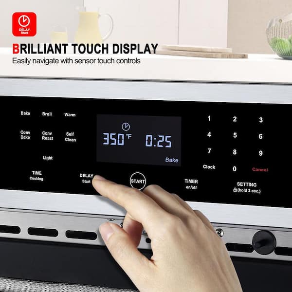 29.9 in. Single Wall Electric Oven in Stainless Steel with 4 Safety Glass Structure and 5 ft. Electric Wire