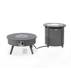 Walbrooke Patio Round Fire Pit and Tank Holder (Grey)