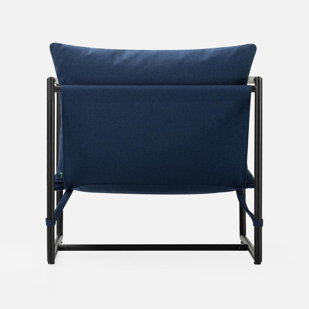 Navy Metal Framed Sling Accent Chair with Cushions