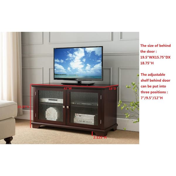 Kings Brand Furniture 42 in. Walnut Composite TV Stand 50 in. with Doors