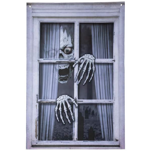 Scary Skeleton Fake Window Halloween Decoration-46"