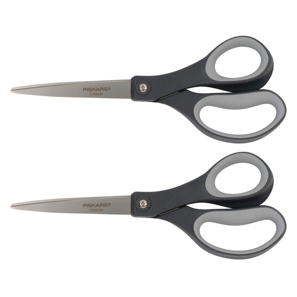 Fiskars Titanium Soft Grip Scissors, Titanium Nitride, Gray, 2/Pack