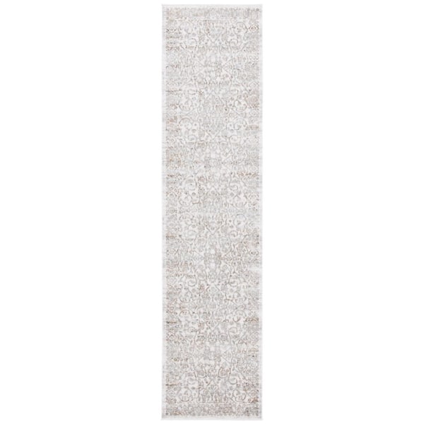 Princeton 2 ft. x 7 ft. Beige/Gray Floral Border Runner Rug