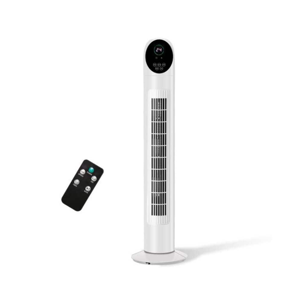 Adrinfly 34 in. 3-Speeds Oscillating Tower Fan in White with 3 Modes, 9H Timer, LED Display, Romote control for Home Office