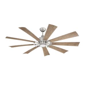 Eastwood 60 in. Indoor Dual Mount 6-Speed Brushed Polished Nickel Ceiling Fan, LED Light Kit and Remote/Wall Control