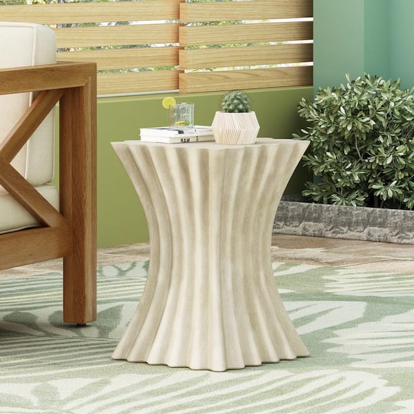 CHRISTOPHER KNIGHT HOME Crest Outdoor Patio Wavy Hourglass Style Archaistic Side Table, Antique Brown
