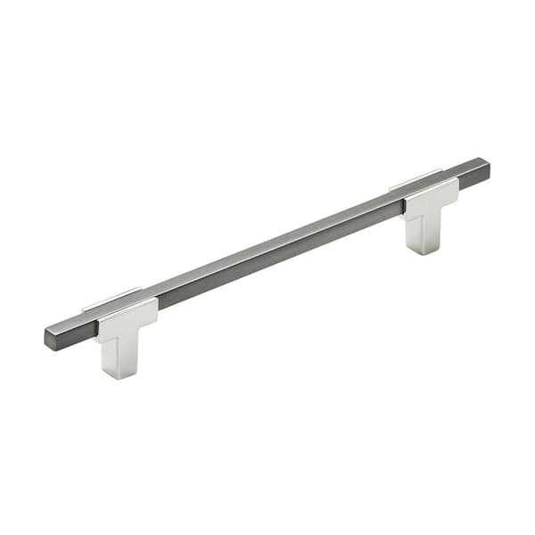 Amerock Urbanite 6-5/16 in. (160mm) Modern Polished Chrome/Black Chrome Bar Cabinet Pull