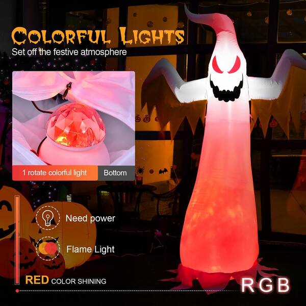 9ft Halloween Inflatable Ghost With Colorful LED Lights - Blow Up Yard Decoration For Lawn, Indoor & Outdoor