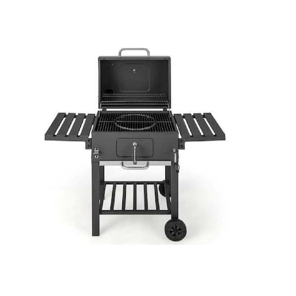 ITOPFOX 24 in. Portable Outdoor BBQ Charcoal Grill in Black with Bottom Storage Shelf