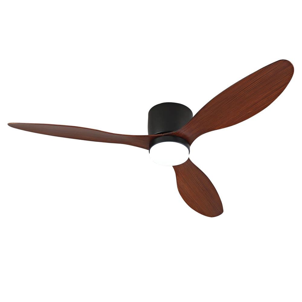 52 in. Indoor Black Flush Mount Low Profile Standard Ceiling Fan with Light and Remote Control price history on PriceWatchPro