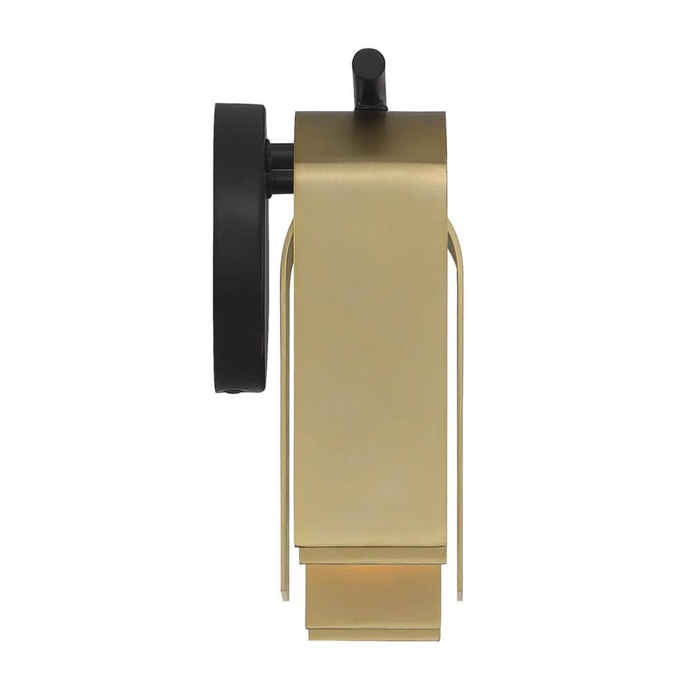 U Turn 3-Light Matte Black Vanity Light with Brushed Gold Shades