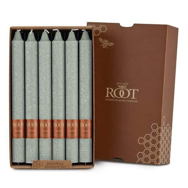 ROOT CANDLES Timberline Arista 9 in. Sage Green Unscented Taper Candle (Box of 12)