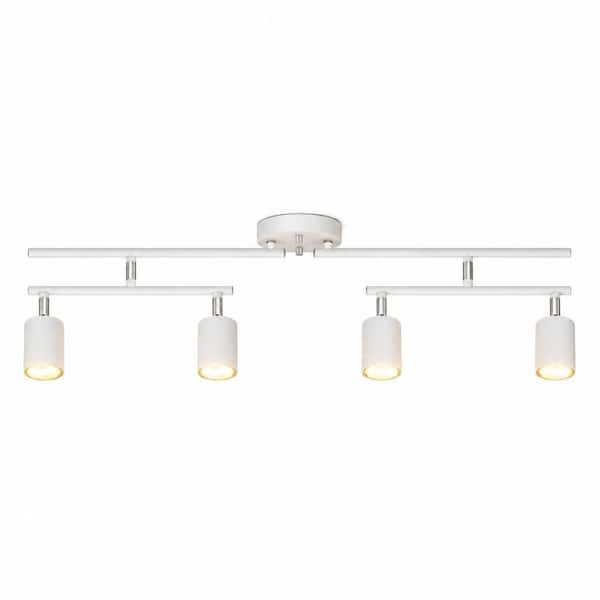 30 in. 4-Light Matte White Adjustable Track Lighting Kit with Rotatable Heads and GU10 Standard Base Sockets