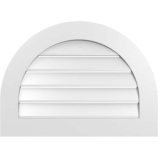 Ekena Millwork 30 in. x 22 in. Round Top White PVC Paintable Gable Louver Vent Functional