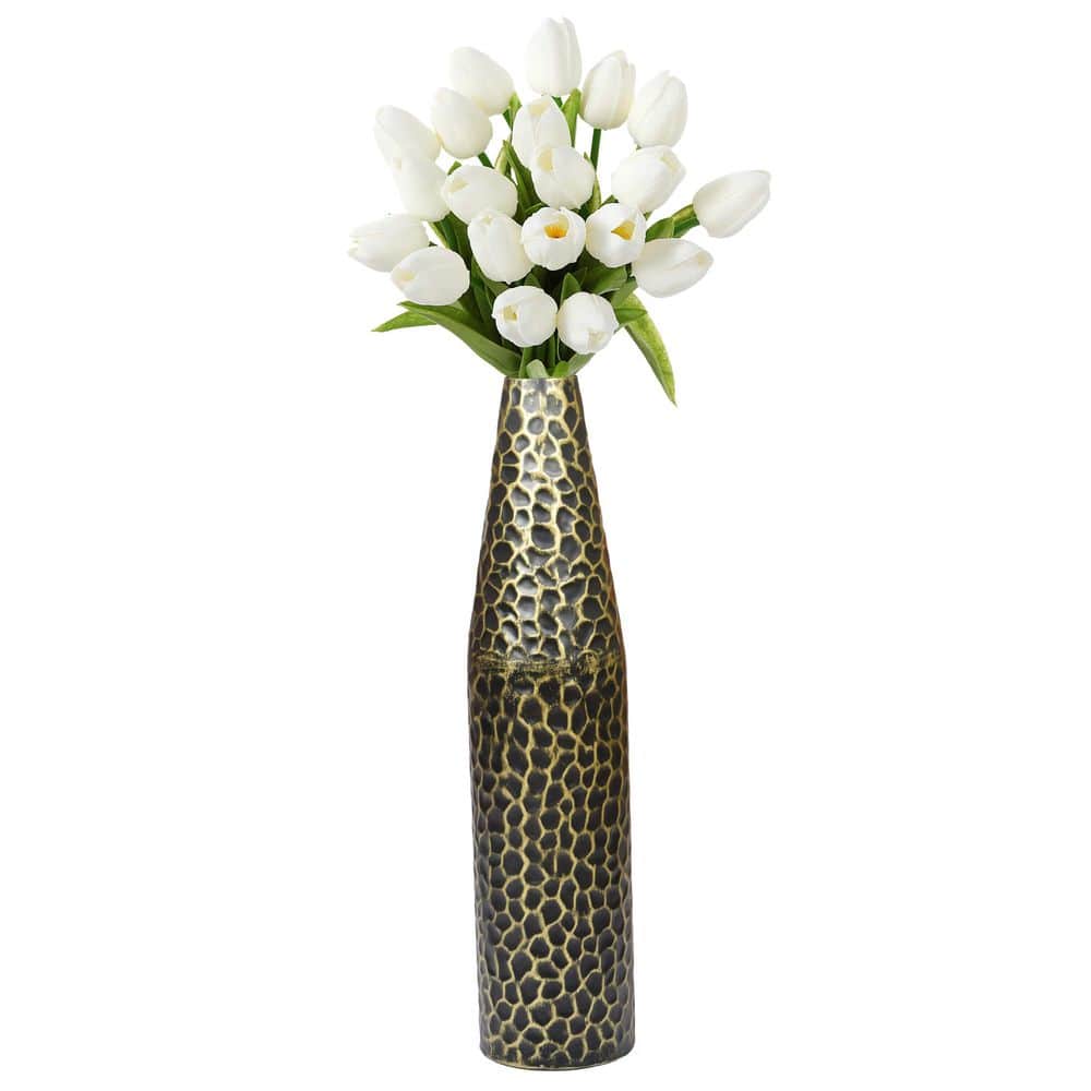 20 in. 2-Tone Black and Gold Hammered Metal Decorative Centerpiece Flower Table Vase price history on PriceWatchPro
