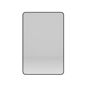 Reece 26 in. W x 40 in. H Rectangle Framed Anodized Aluminum Wall Mount Floating Bathroom Mirror in Matte Black