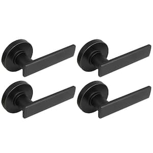 Westwood Matte Black Hall/Closet Door Lever with Round Rose (4-Pack)
