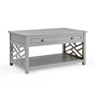 Coventry 36 in. Gray Medium Rectangle Wood Coffee Table with Drawer