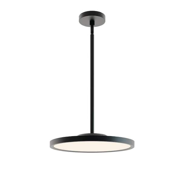 Edge Round Large Integrated LED Black Shaded Pendant with Black Aluminum Shade