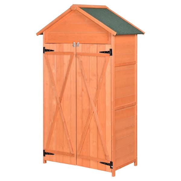 Unbranded 2.95 ft. W x 1.6 ft. D Yellow Wood Outdoor Storage Shed with Lockable Doors for Backyard, Lawn, Garden (4.72 sq. ft.)