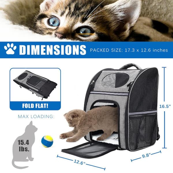 Pet Carrier Backpack for Small Cats and Dogs, Puppies, Ventilated Design, Two-Sided Entry, outlet Safety Features and Cushion Back Support