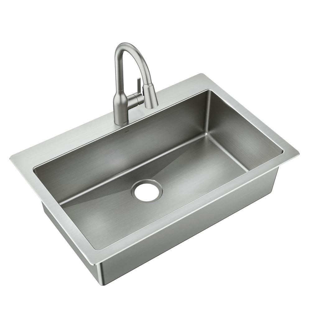 MOEN Kenadi 33 in. Drop-In/Undermount Single Bowl Stainless Steel